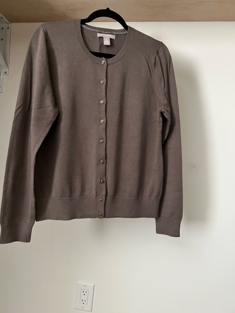 Banana Republic taupe Button-Front Crewneck Cardigan
